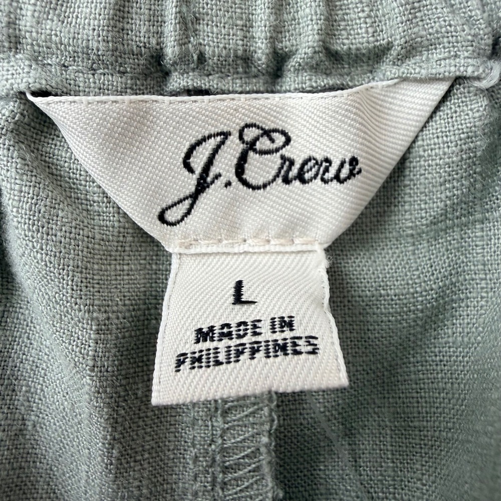 J.Crew Seaside Linen Blend Shorts Large Sage Green Drawstring NWT Spring Pull On - Picture 4 of 7